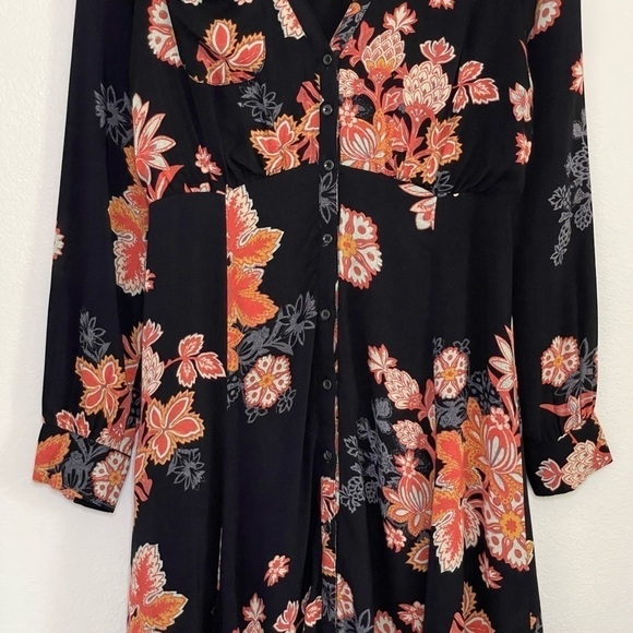 Free People Miranda Floral Button Front Midi Dress Black Combo 2 - Picture 8 of 16